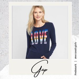 Gap Rainbow Love Navy Scoop Neck Sweater